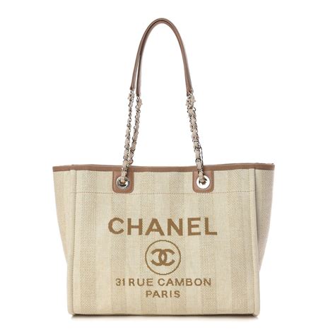 chanel straw raffia calfskin chain small deauville tote beige black|coco chanel deauville tote.